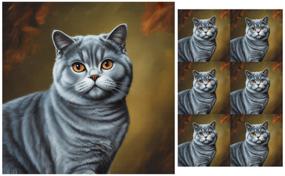 DecoCraft - Scenic Tiles Series - Oil Painting Pets - British Shorthair