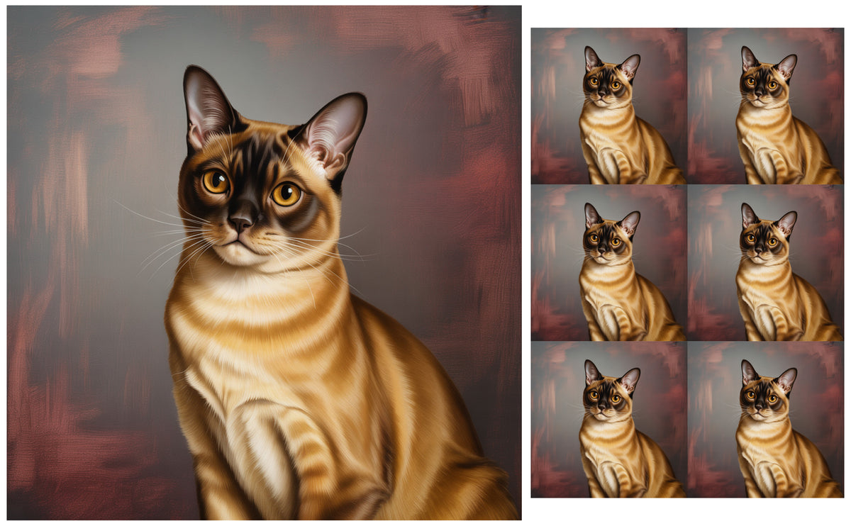 DecoCraft - Scenic Tiles Series - Oil Painting Pets - Burmese