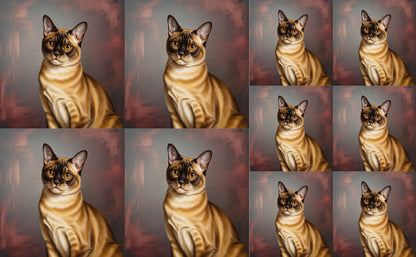 DecoCraft - Scenic Tiles Series - Oil Painting Pets - Burmese