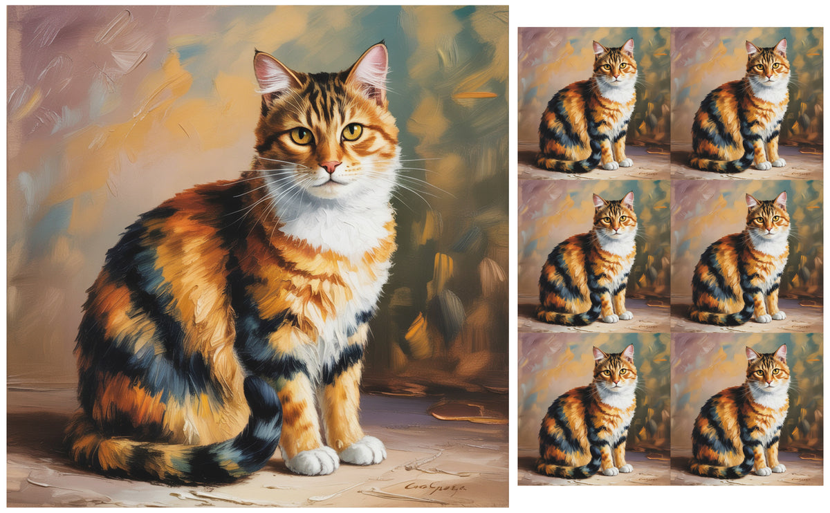 DecoCraft - Scenic Tiles Series - Oil Painting Pets - Calico