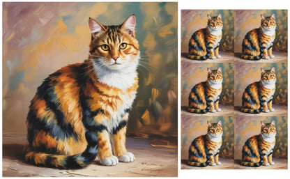 DecoCraft - Scenic Tiles Series - Oil Painting Pets - Calico