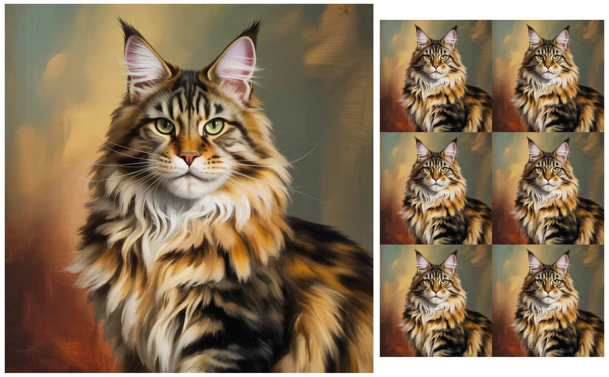 DecoCraft - Scenic Tiles Series - Oil Painting Pets - Maine Coon