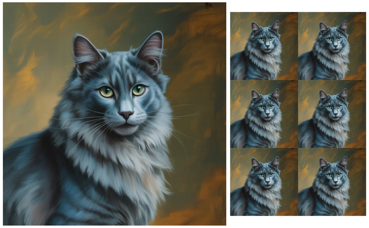 DecoCraft - Scenic Tiles Series - Oil Painting Pets - Nebelung