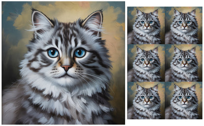 DecoCraft - Scenic Tiles Series - Oil Painting Pets - Ragamuffin - Gray