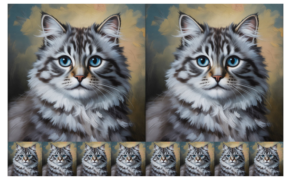 DecoCraft - Scenic Tiles Series - Oil Painting Pets - Ragamuffin - Gray