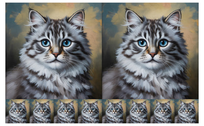 DecoCraft - Scenic Tiles Series - Oil Painting Pets - Ragamuffin - Gray