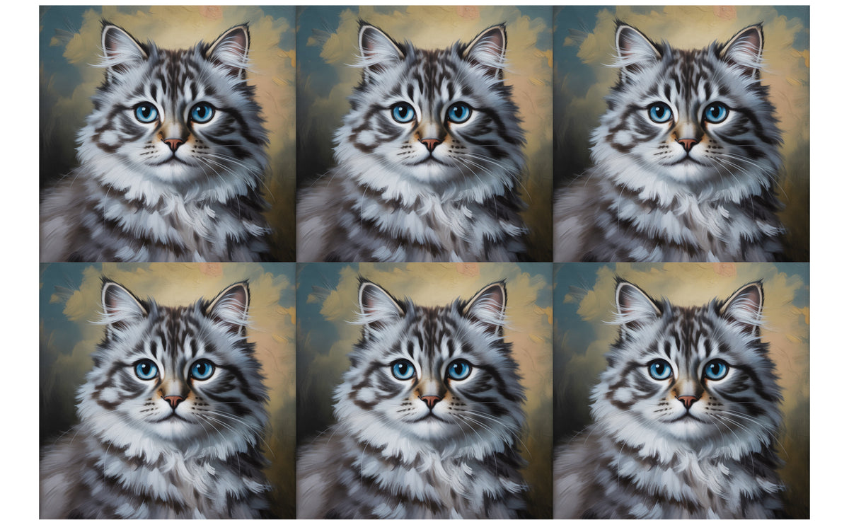 DecoCraft - Scenic Tiles Series - Oil Painting Pets - Ragamuffin - Gray