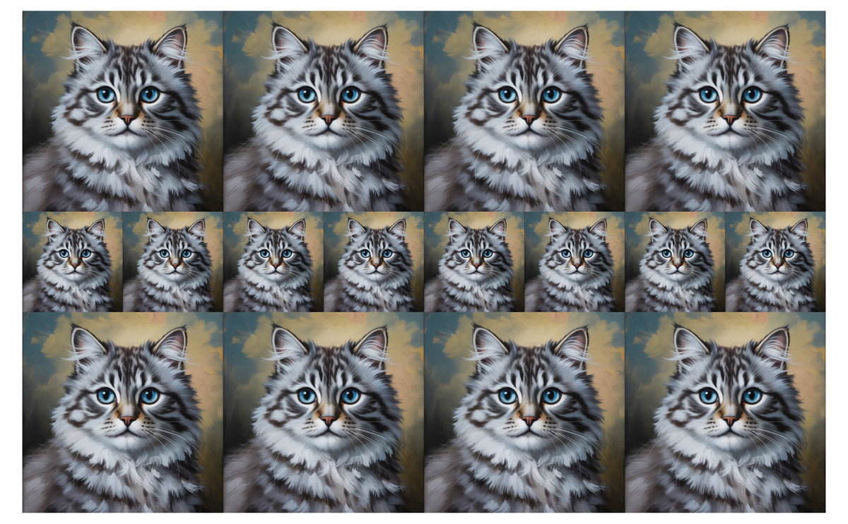 DecoCraft - Scenic Tiles Series - Oil Painting Pets - Ragamuffin - Gray