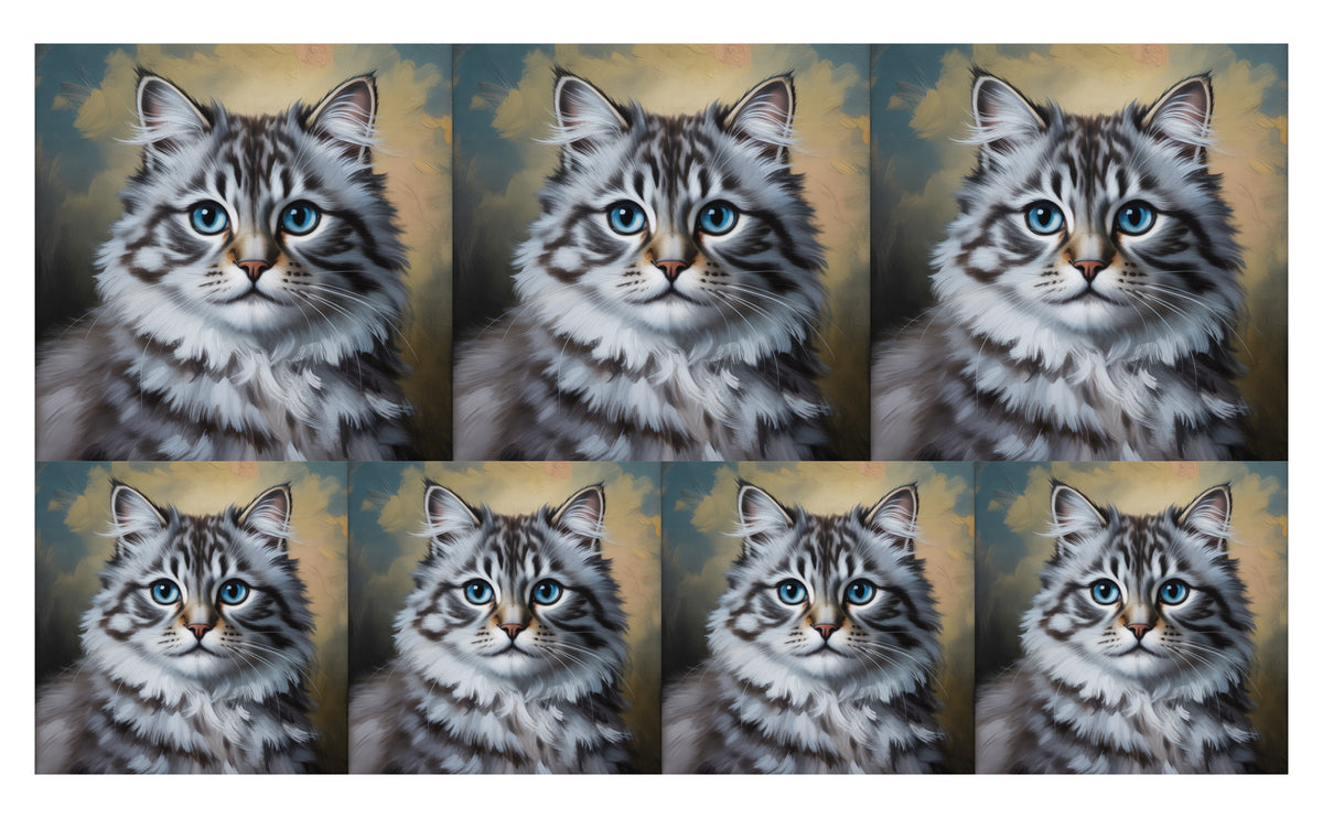 DecoCraft - Scenic Tiles Series - Oil Painting Pets - Ragamuffin - Gray