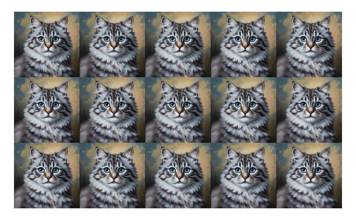 DecoCraft - Scenic Tiles Series - Oil Painting Pets - Ragamuffin - Gray