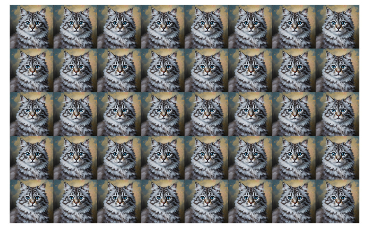 DecoCraft - Scenic Tiles Series - Oil Painting Pets - Ragamuffin - Gray