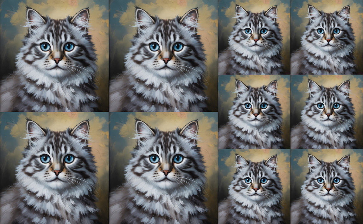 DecoCraft - Scenic Tiles Series - Oil Painting Pets - Ragamuffin - Gray