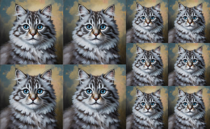 DecoCraft - Scenic Tiles Series - Oil Painting Pets - Ragamuffin - Gray