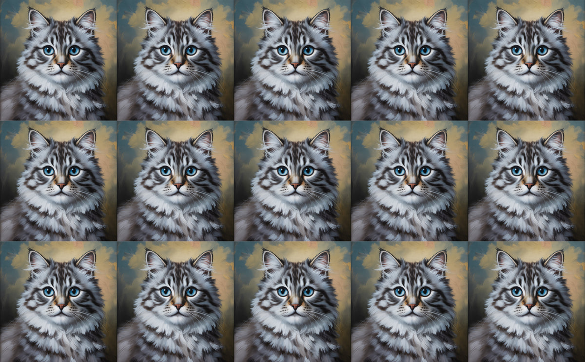 DecoCraft - Scenic Tiles Series - Oil Painting Pets - Ragamuffin - Gray