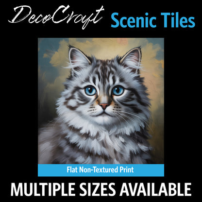DecoCraft - Scenic Tiles Series - Oil Painting Pets - Ragamuffin - Gray