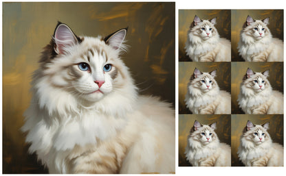 DecoCraft - Scenic Tiles Series - Oil Painting Pets - Ragamuffin - White
