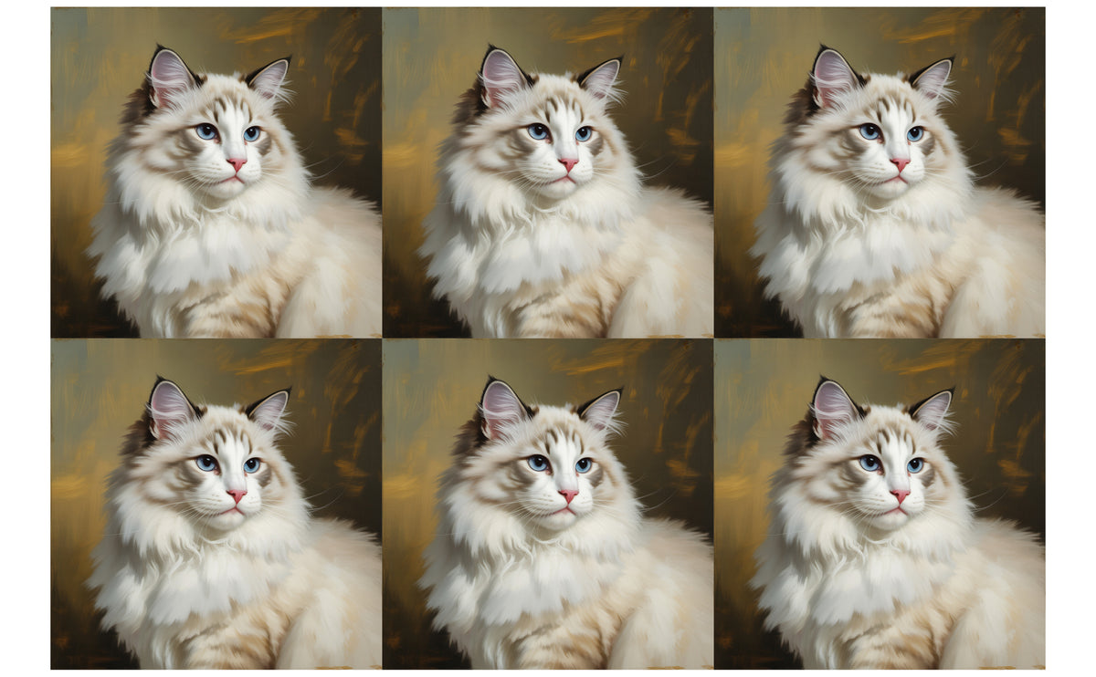 DecoCraft - Scenic Tiles Series - Oil Painting Pets - Ragamuffin - White