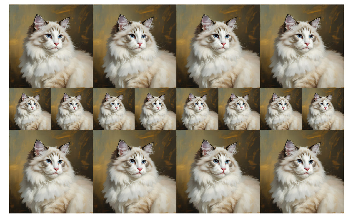 DecoCraft - Scenic Tiles Series - Oil Painting Pets - Ragamuffin - White