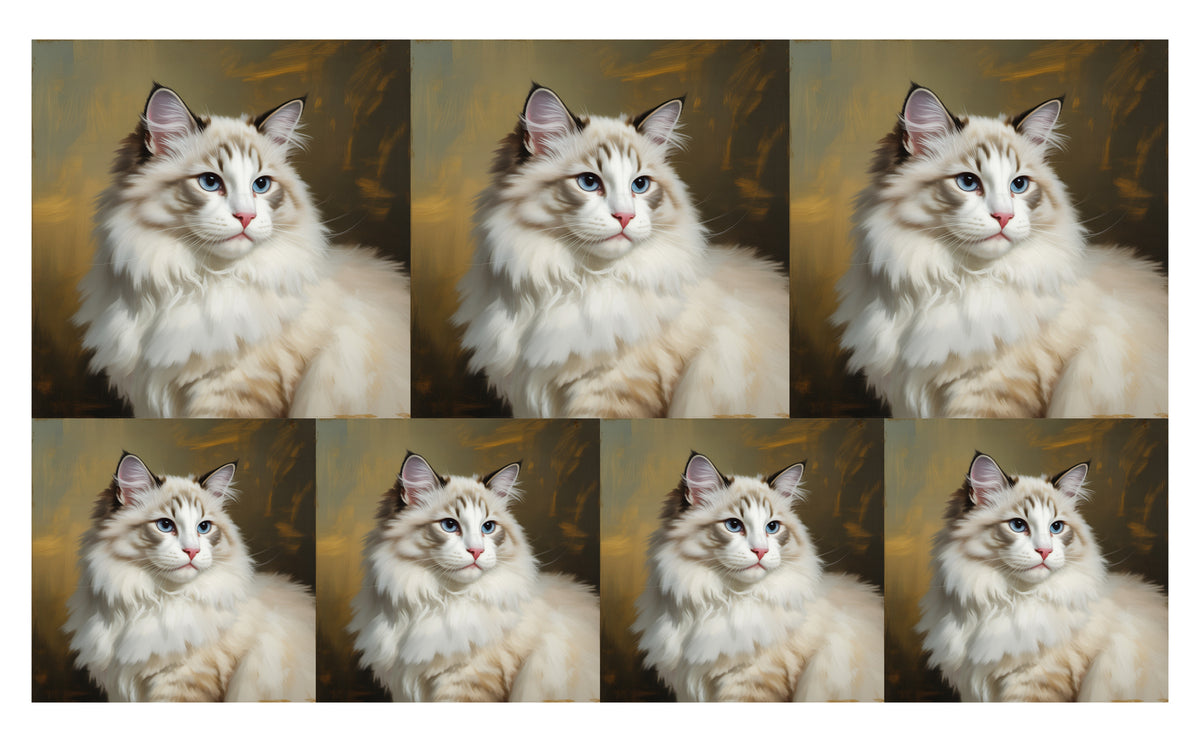 DecoCraft - Scenic Tiles Series - Oil Painting Pets - Ragamuffin - White