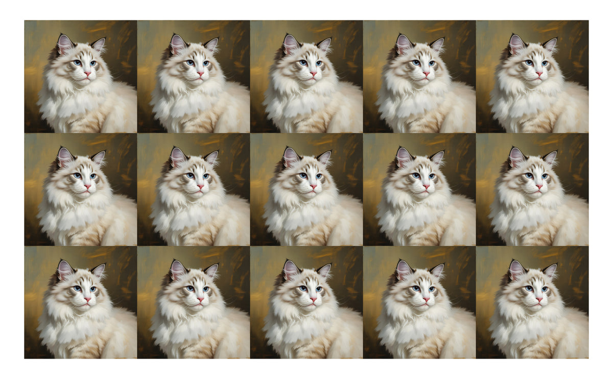 DecoCraft - Scenic Tiles Series - Oil Painting Pets - Ragamuffin - White