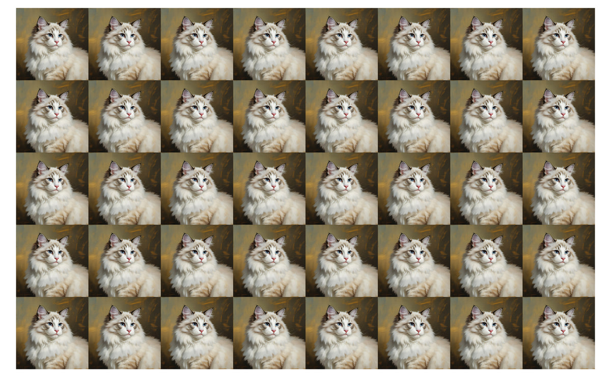 DecoCraft - Scenic Tiles Series - Oil Painting Pets - Ragamuffin - White