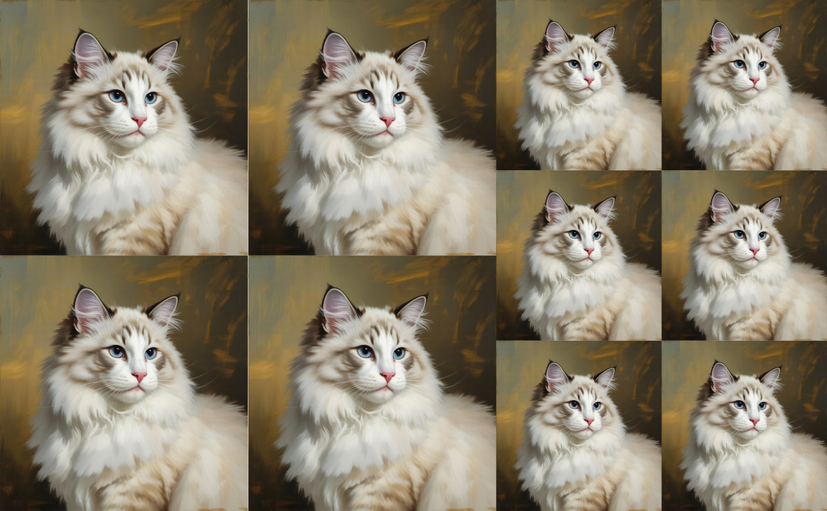 DecoCraft - Scenic Tiles Series - Oil Painting Pets - Ragamuffin - White
