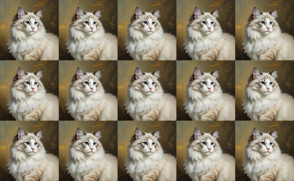 DecoCraft - Scenic Tiles Series - Oil Painting Pets - Ragamuffin - White