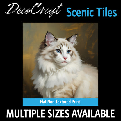 DecoCraft - Scenic Tiles Series - Oil Painting Pets - Ragamuffin - White