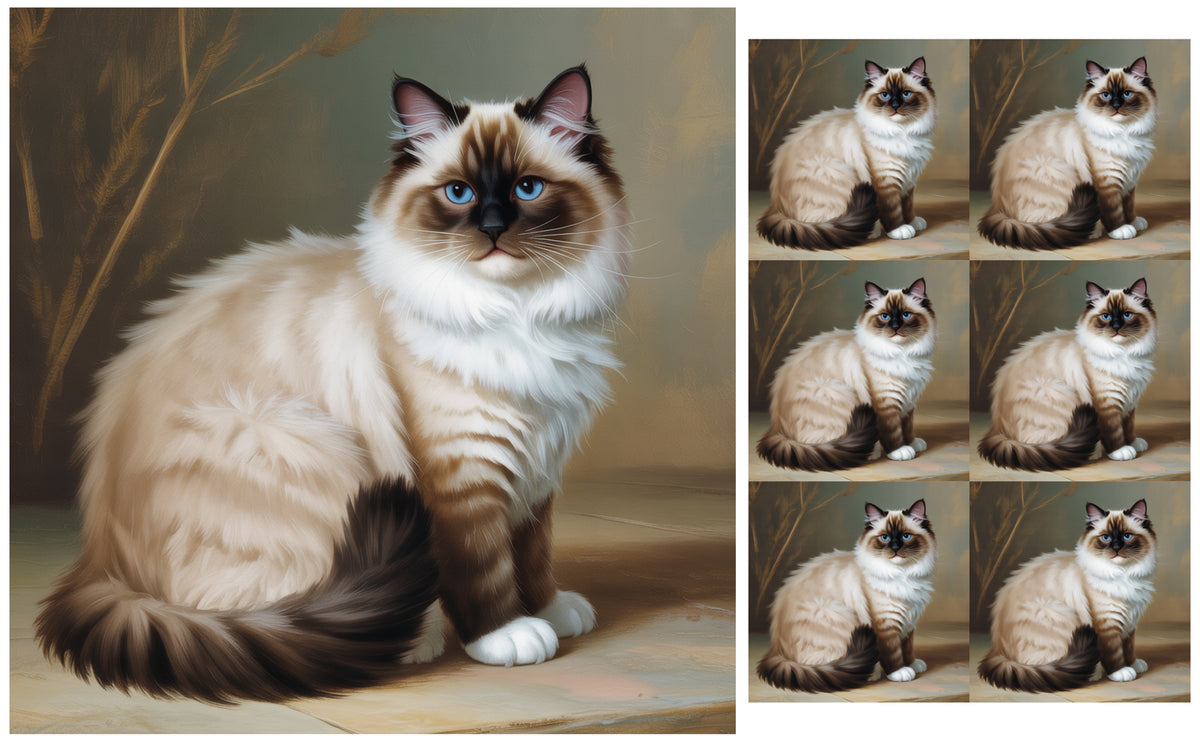 DecoCraft - Scenic Tiles Series - Oil Painting Pets - Ragdoll