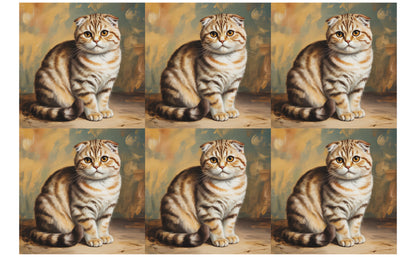 DecoCraft - Scenic Tiles Series - Oil Painting Pets - Scottish Fold Cat - Tan
