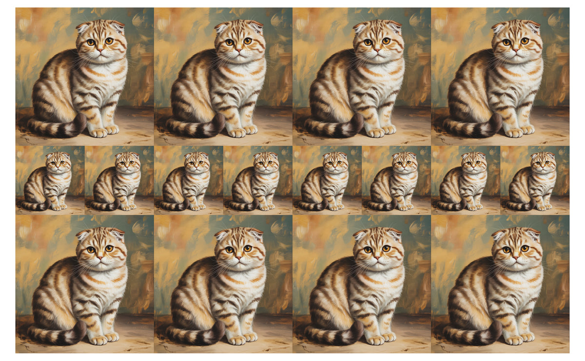 DecoCraft - Scenic Tiles Series - Oil Painting Pets - Scottish Fold Cat - Tan