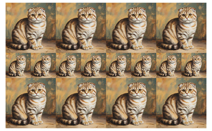 DecoCraft - Scenic Tiles Series - Oil Painting Pets - Scottish Fold Cat - Tan