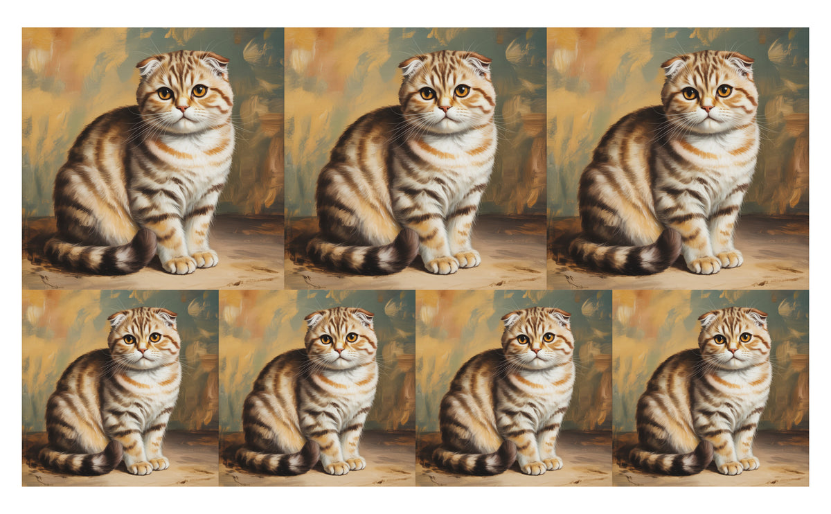 DecoCraft - Scenic Tiles Series - Oil Painting Pets - Scottish Fold Cat - Tan