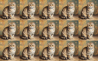 DecoCraft - Scenic Tiles Series - Oil Painting Pets - Scottish Fold Cat - Tan
