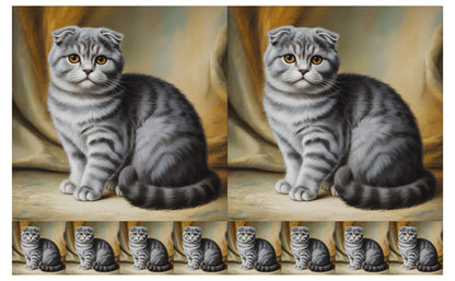 DecoCraft - Scenic Tiles Series - Oil Painting Pets - Scottish Fold Cat - Gray