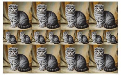 DecoCraft - Scenic Tiles Series - Oil Painting Pets - Scottish Fold Cat - Gray