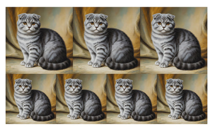 DecoCraft - Scenic Tiles Series - Oil Painting Pets - Scottish Fold Cat - Gray