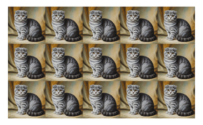 DecoCraft - Scenic Tiles Series - Oil Painting Pets - Scottish Fold Cat - Gray