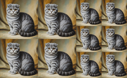 DecoCraft - Scenic Tiles Series - Oil Painting Pets - Scottish Fold Cat - Gray