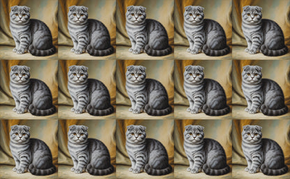 DecoCraft - Scenic Tiles Series - Oil Painting Pets - Scottish Fold Cat - Gray