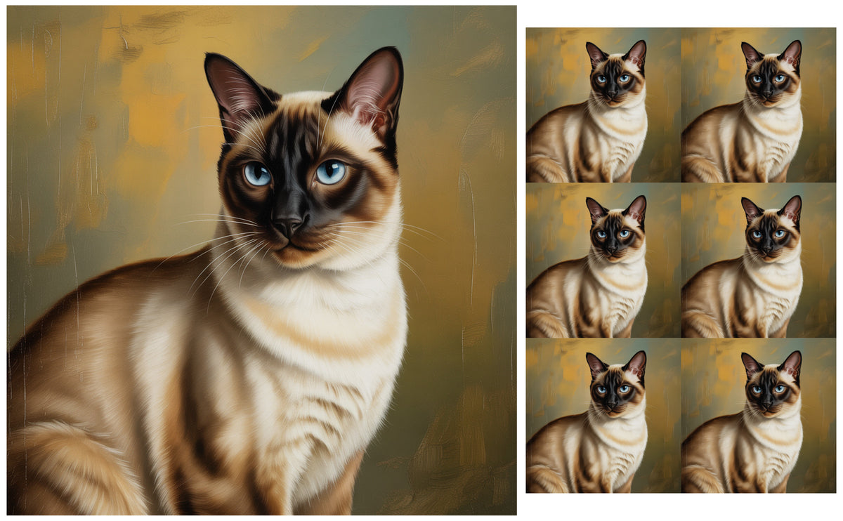 DecoCraft - Scenic Tiles Series - Oil Painting Pets - Siamese