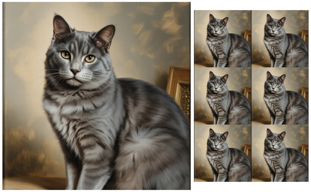 DecoCraft - Scenic Tiles Series - Oil Painting Pets - Smokey