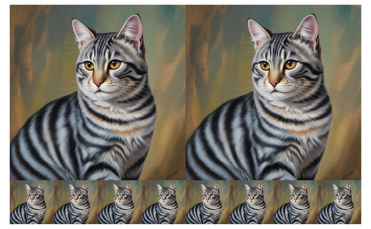DecoCraft - Scenic Tiles Series - Oil Painting Pets - Tabby - Gray