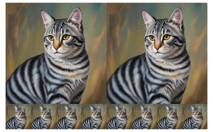 DecoCraft - Scenic Tiles Series - Oil Painting Pets - Tabby - Gray