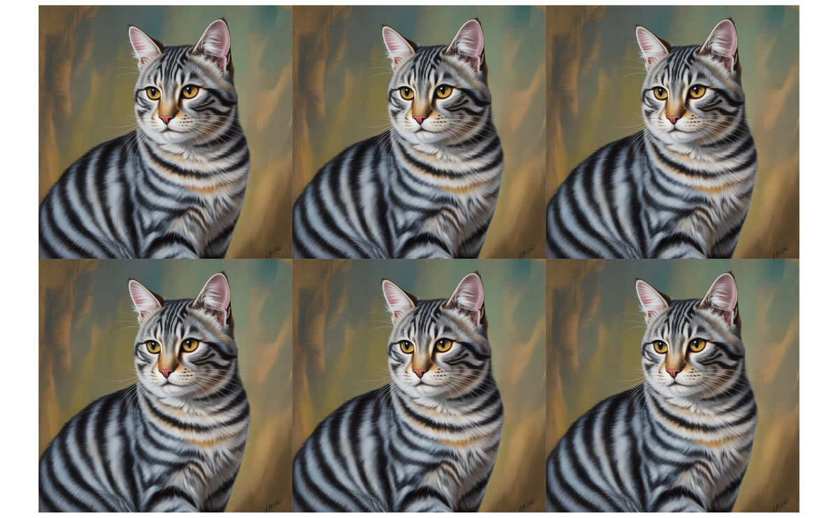 DecoCraft - Scenic Tiles Series - Oil Painting Pets - Tabby - Gray