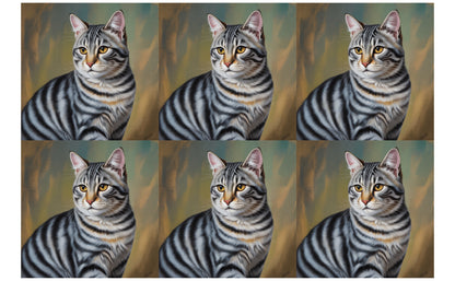 DecoCraft - Scenic Tiles Series - Oil Painting Pets - Tabby - Gray