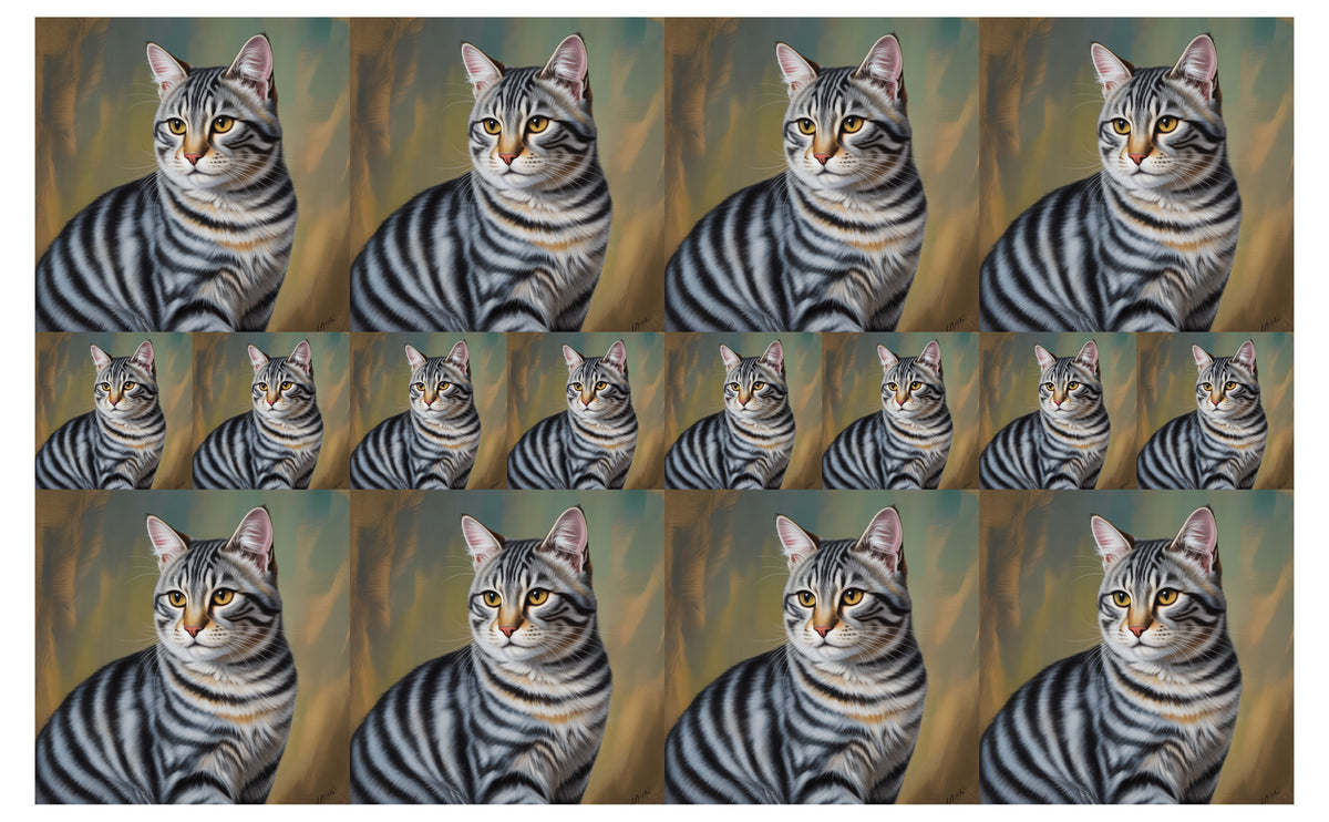 DecoCraft - Scenic Tiles Series - Oil Painting Pets - Tabby - Gray