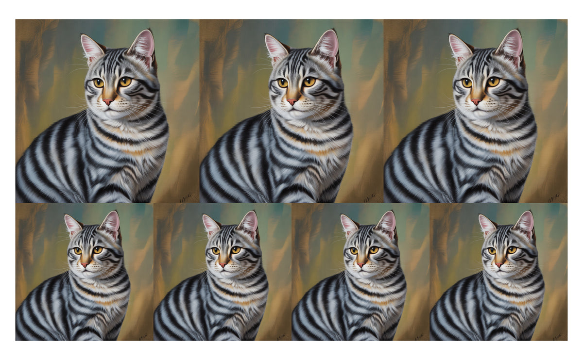 DecoCraft - Scenic Tiles Series - Oil Painting Pets - Tabby - Gray