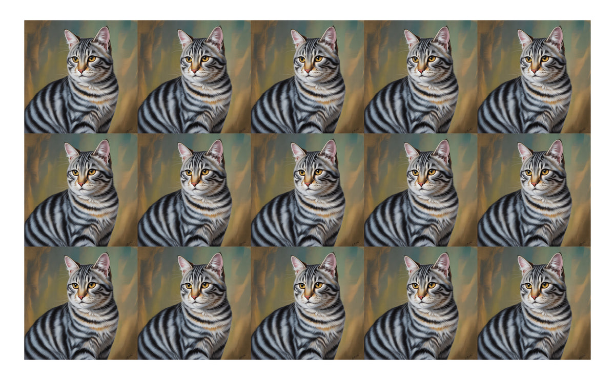 DecoCraft - Scenic Tiles Series - Oil Painting Pets - Tabby - Gray