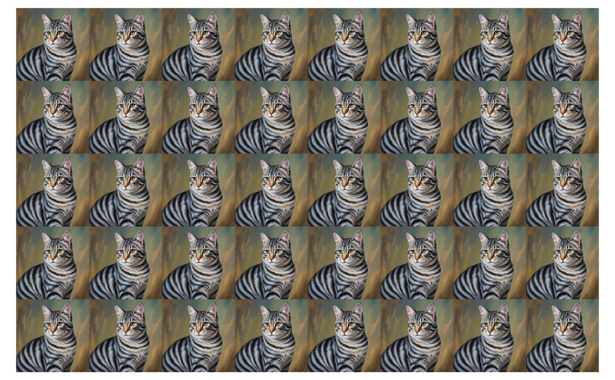 DecoCraft - Scenic Tiles Series - Oil Painting Pets - Tabby - Gray